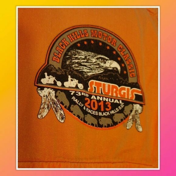 HOT LEATHERS SLEEVELESS BUTTON UP 2013 STURGIS MOTORCYCLE SHIRT SIZE XL - Picture 2 of 5